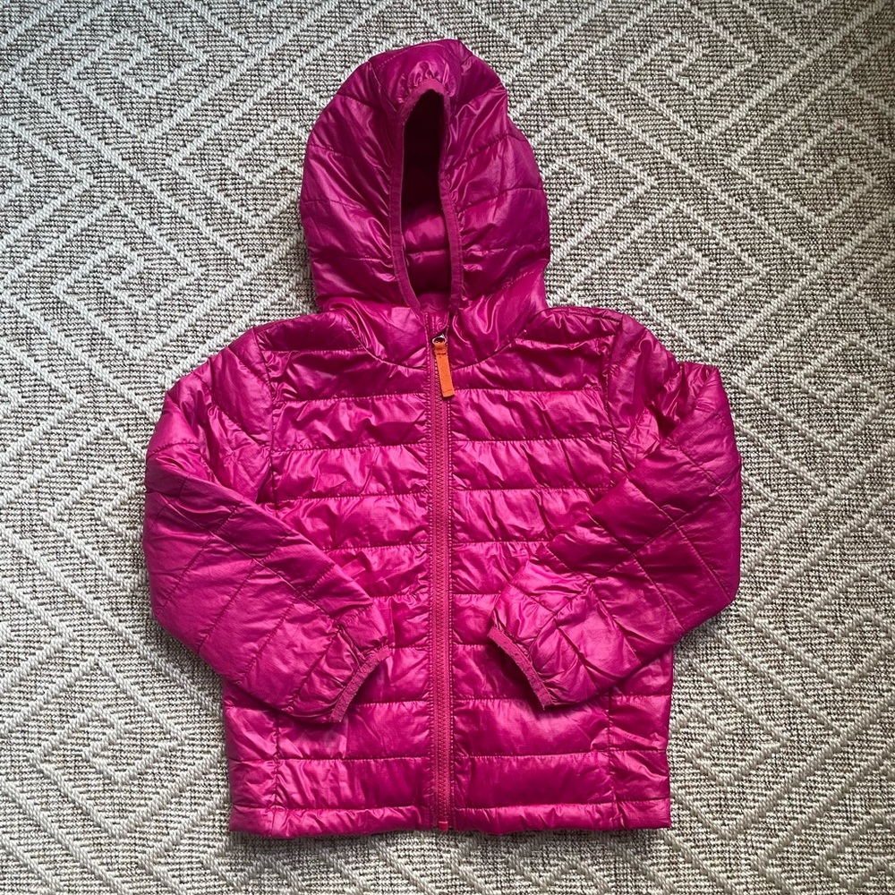 Primary Recycled Polyester Kids Hooded Jacket in Pink, Size 4/5